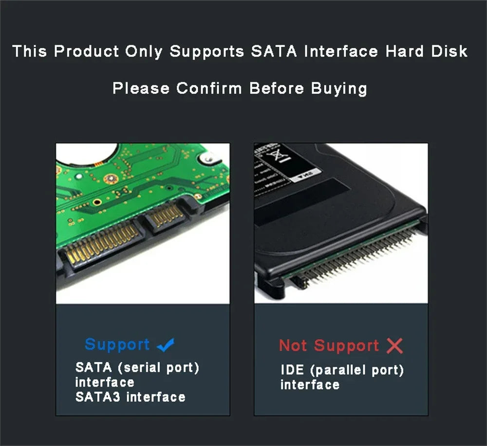 Carcasa Externa USB 3.0/Tipo C para Disco Duro HDD/SSD SATA 2.5" (UASP, Transparente, Portátil, Tool-Free)