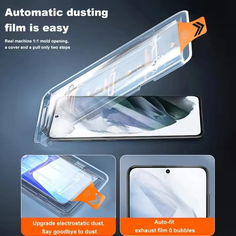 Protector de pantalla de fácil instalación sin polvo con revestimiento oleofóbico para Samsung Galaxy S25 S24 S21 S22 S23 Ultra Plus, 3 uds.
