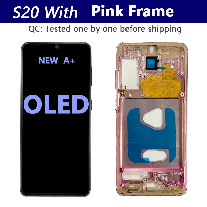 OLED para Samsung Galaxy S20 Ultra Lcd G988 con marco pantalla táctil digitalizador frontal S20 S20 Plus G980 G985 reemplazo