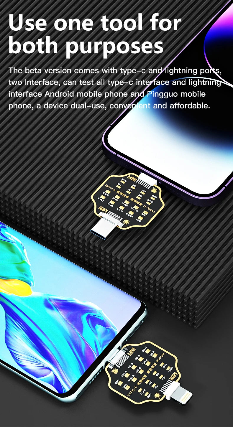 Placa PCB Test Micro USB / Tipo-C - Tester Flex Carga Dock para iPhone (U2) / Android
