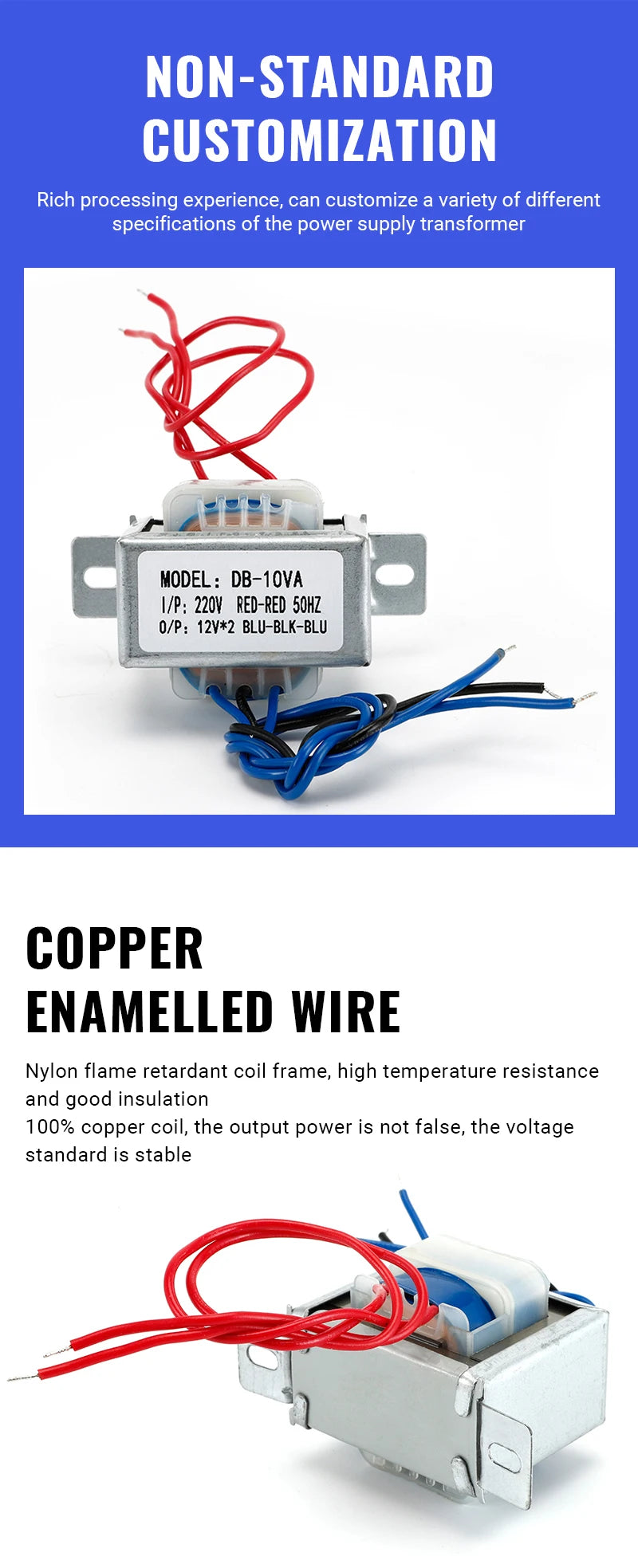 Transformador Audio Alimentación 10W - Entrada 220VAC, Salidas +/-12V, +/-15V, 24V - Núcleo Ferrita
