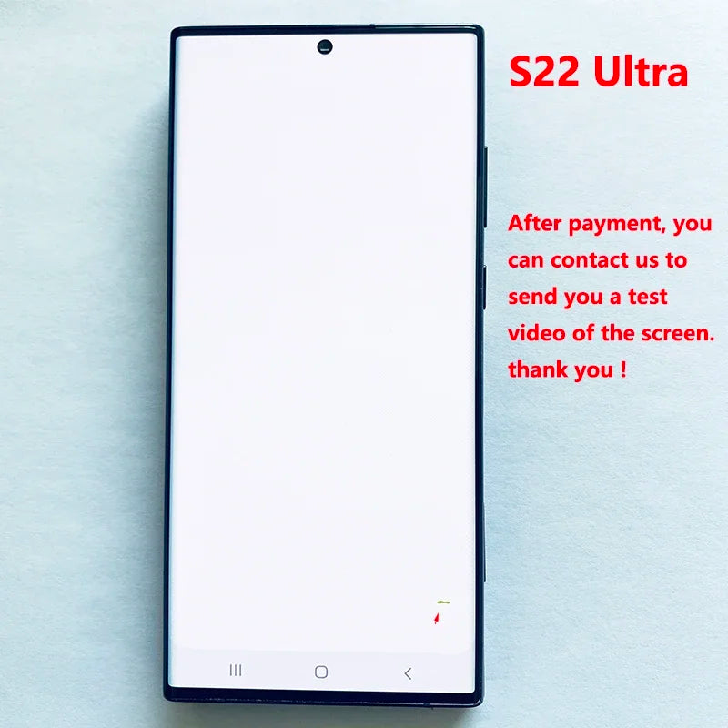 Pantalla 6.8" Super AMOLED con Marco y Digitalizador Táctil para Samsung S22 Ultra 5G (S908/S908U/S908B) (Con Defecto Estético)