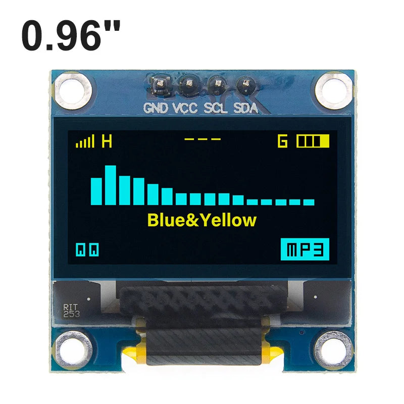0.96 Inch OLED SSD1306 White/Blue/Yellow 128X64 IIC I2C Serial Display Module 12864 LCD Screen Board For Arduino