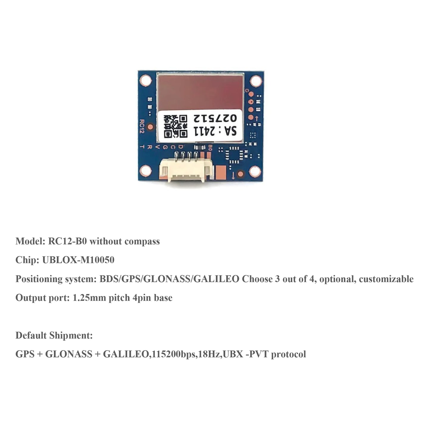 Módulo GNSS UAV UBLOX M10 (GPS/BDS/GLONASS/GALILEO, 18Hz) con Compás Multi-Sistema para Drones
