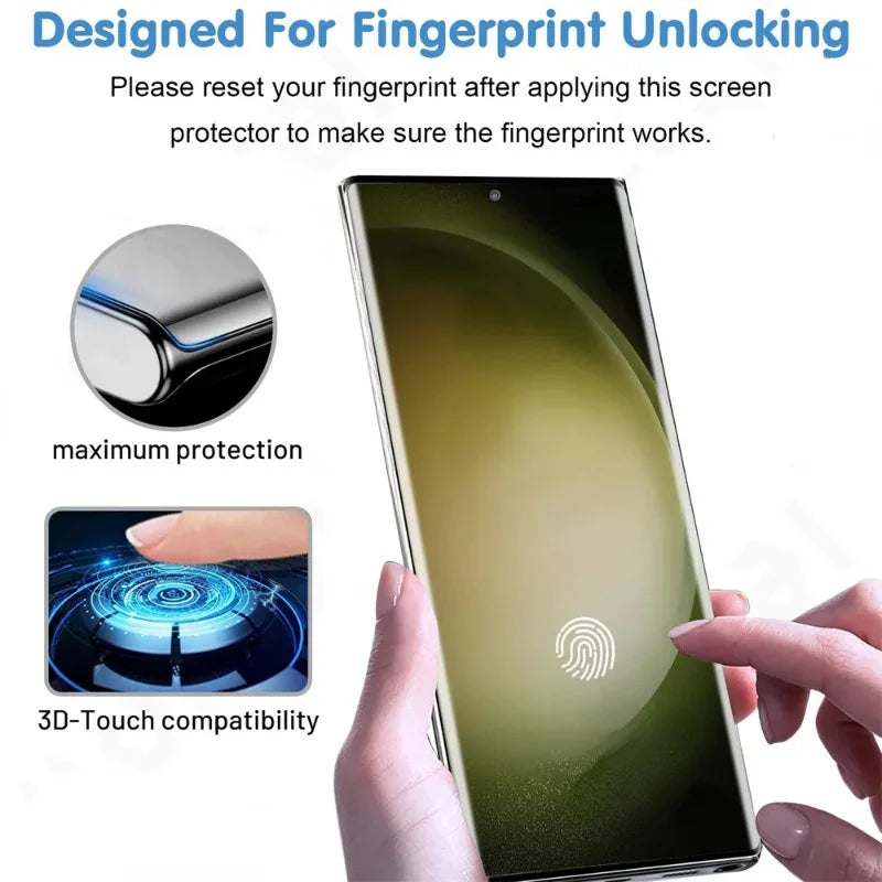 Protector Pantalla Cristal Templado Curvo 3D Anti-Huellas para Samsung Galaxy S8/S9 / S21-S24 Ultra / Note 10/20 (Pack 3 Unidades)