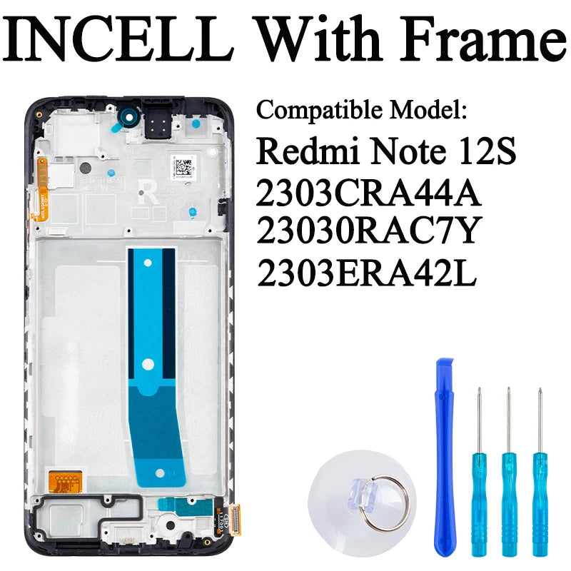 2303CRA44A 23030RAC7Y 2303ERA42L Premium Super AMOLED For Xiaomi Redmi Note 12S Display Touch Screen Digitizer Panel Assembly