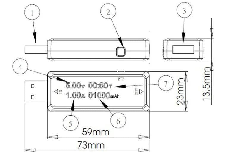 Tester USB Medidor Capacidad Corriente Voltaje Detector Carga Power Bank Prueba Batería