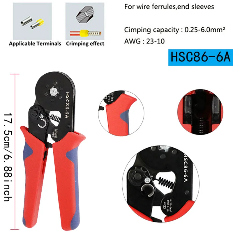 Set Terminales Tubulares Aislados VE Crimp (400-2120 Piezas/Caja) Conector Extremo Cable Eléctrico