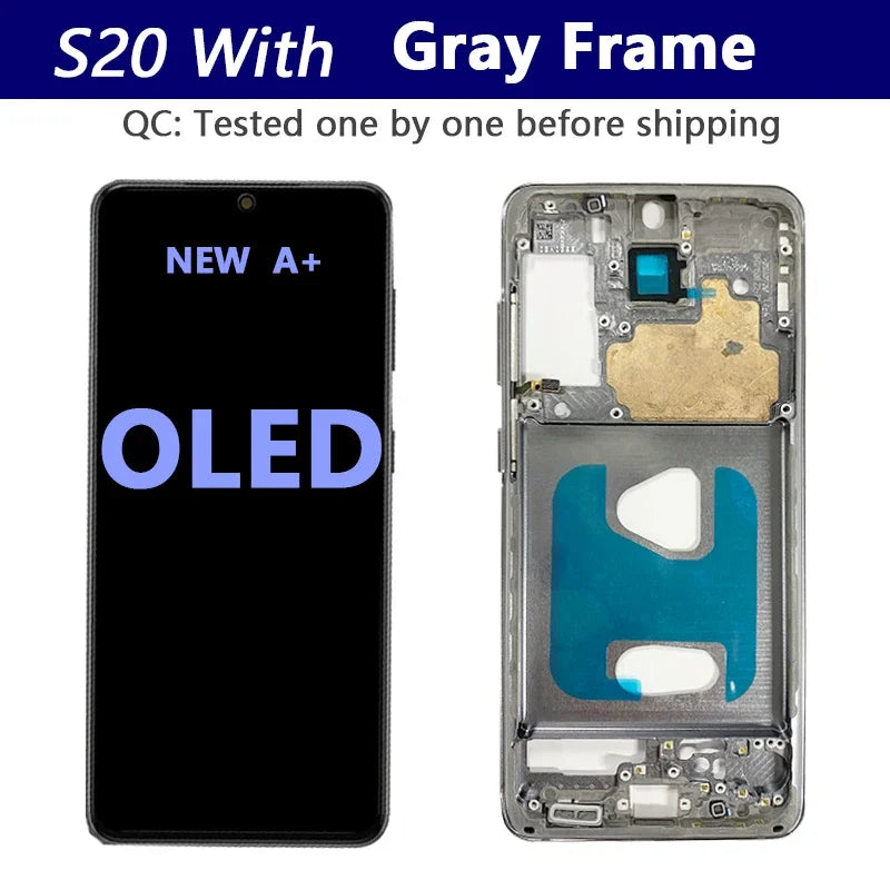 OLED para Samsung Galaxy S20 Ultra Lcd G988 con marco pantalla táctil digitalizador frontal S20 S20 Plus G980 G985 reemplazo