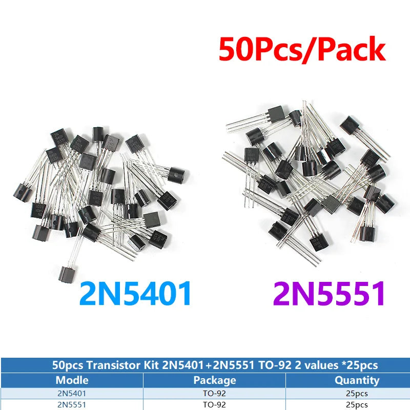 Kit Surtido Transistores BJT TO-92 NPN/PNP (A1015, BCxxx, S8xxx, 2Nxxxx) - 50-900 Piezas