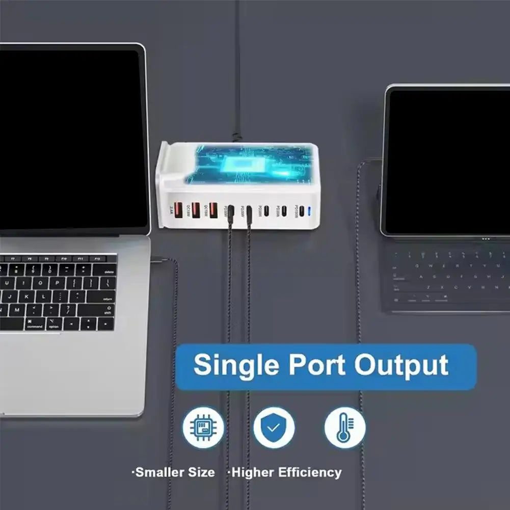 Cargador Escritorio GaN 600W PD3.1 Multifunción 28V/5A USB-C Adaptador US/EU/UK/AU Ahorro Energía