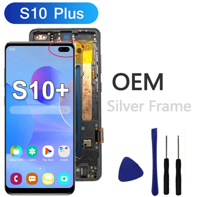 Pantalla LCD Super AMOLED para Samsung Galaxy S10 S10 Puls, montaje de digitalizador con pantalla táctil para Samsung S10 + G973F G975F