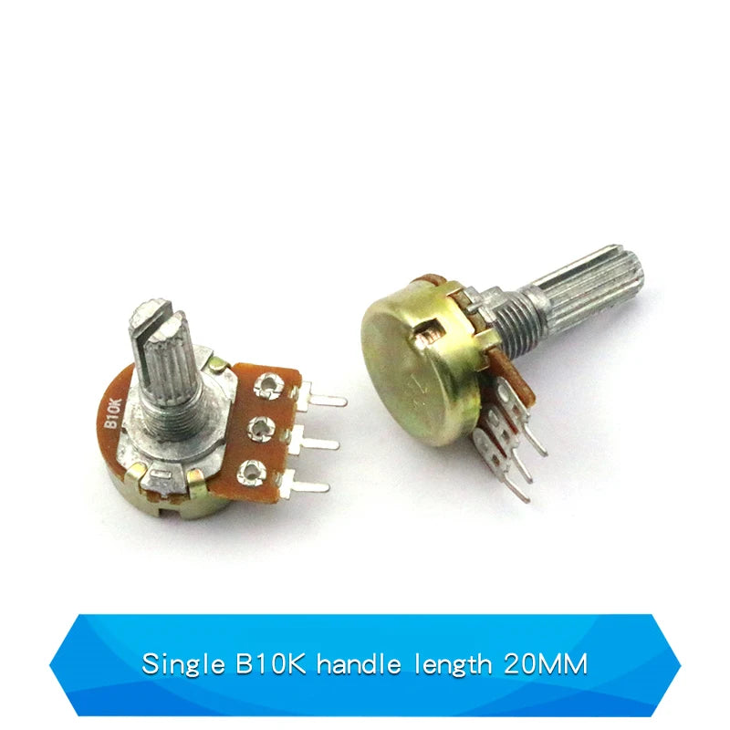 5PCS 5K 10K 20K 50K 100K 250K 500K Ohm WH148 20mm 3Pin Single link Linear Taper Rotary Potentiometer for Arduino