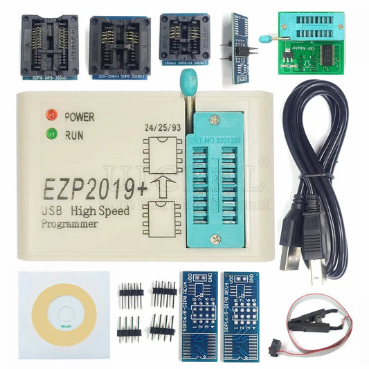 Kit Programador USB Alta Velocidad EZP2019 para EEPROM 24/25/93, Flash 25 BIOS Chip con Socket SOP + Clip
