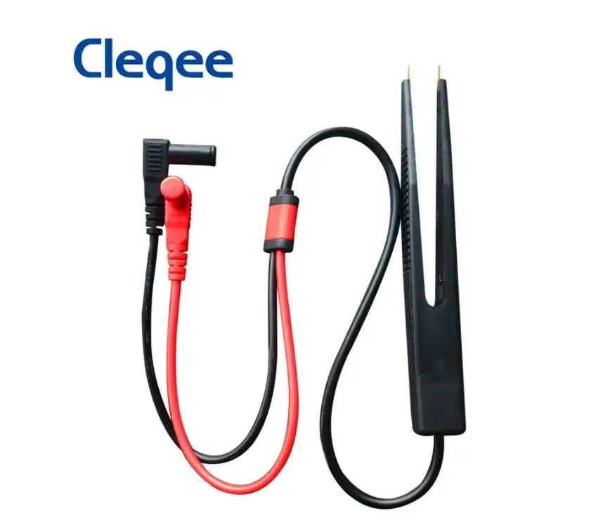 Pinza Multímetro Cleqee P1510 para Componentes SMD - Gancho Testeo LCR con Banana 4mm