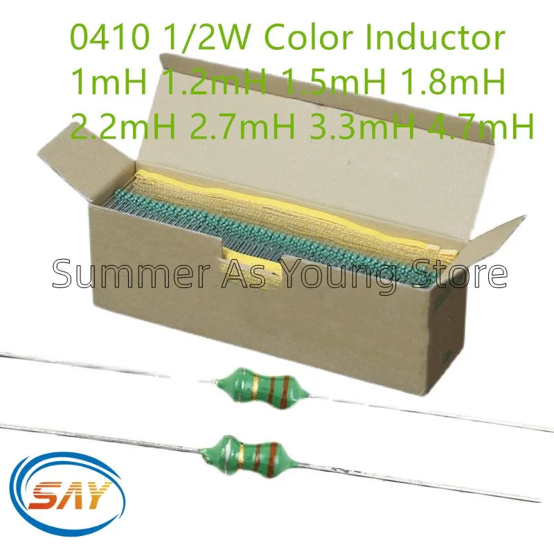 Inductor Axial Código Colores 1/2W 0410 - Varios Valores (1uH a 4.7mH) - Lote 20 Piezas
