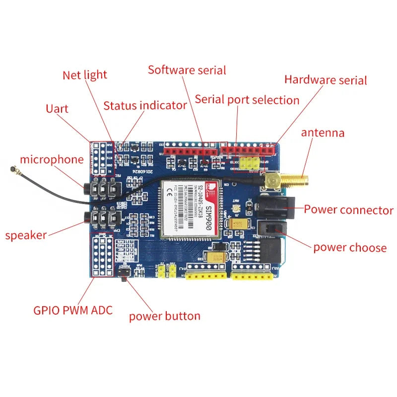 Kit Placa Desarrollo Shield GSM/GPRS SIM900 (Quad-Band) para Arduino