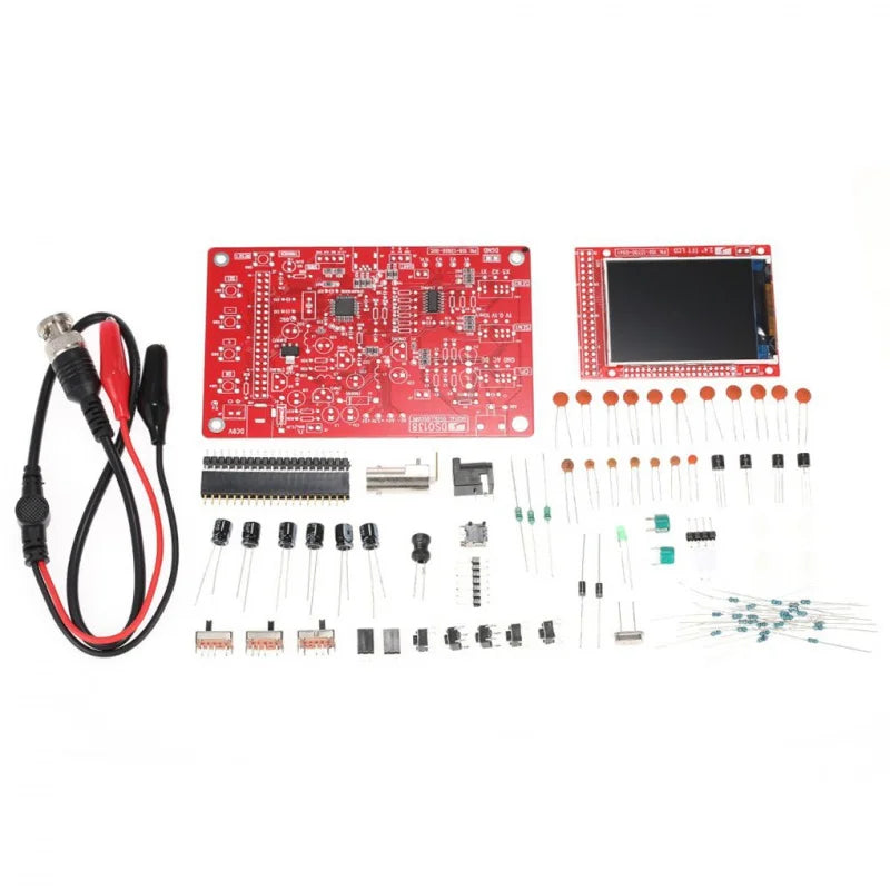 Kit Osciloscopio Digital DIY DSO138 (Código Abierto) con Sonda Cocodrilo y Case Acrílico + Generador XR2206
