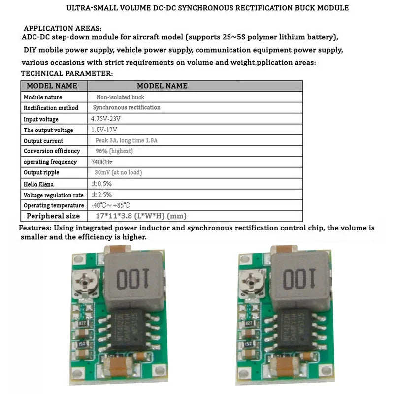 Lote 1/5/10 Pcs Mini Convertidor Step-Down DC-DC 3A 5V-23V a 3.3V/6V/9V/12V 340KHz
