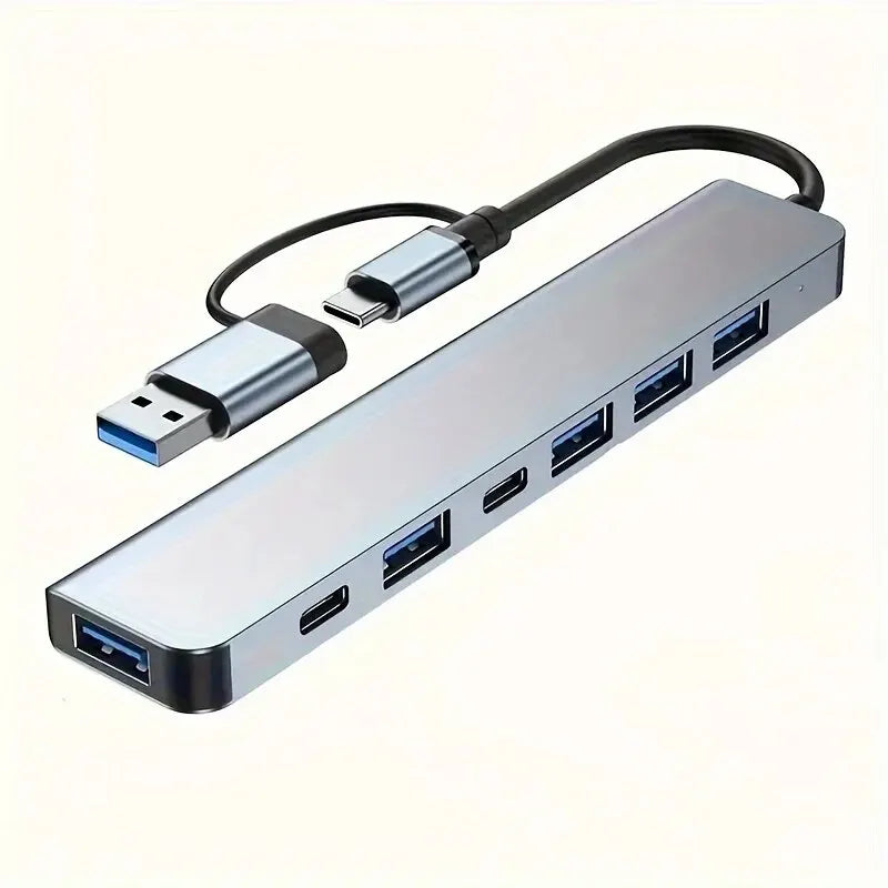 Hub Extensor USB-C a USB 3.0 Aluminio 7 en 1 (1x USB 3.0, 4x USB 2.0, 2x USB-C) Distribuidor USB