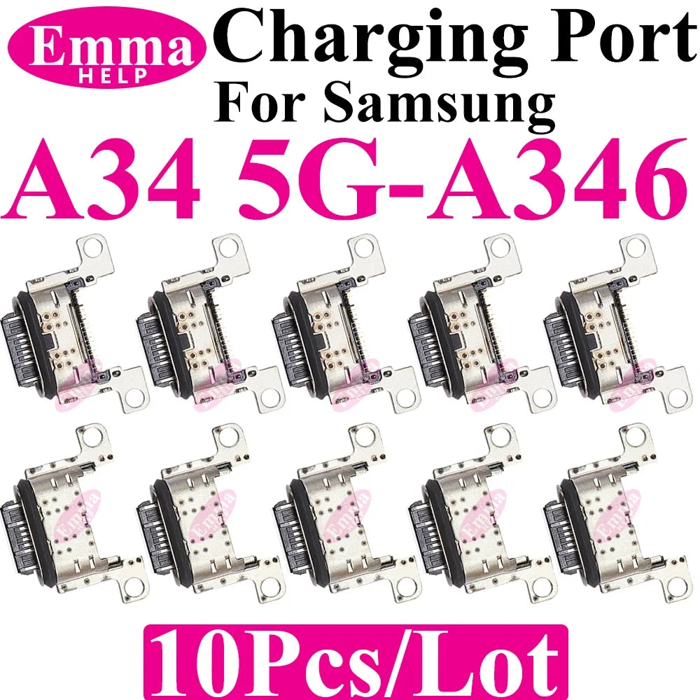 10 Uds conector de puerto de carga Original para Samsung A15 A05S A25 A35 A55 A13 A04S A14 A23 A33 A24 A34 A54 A53 Pin de cargador USB Plu
