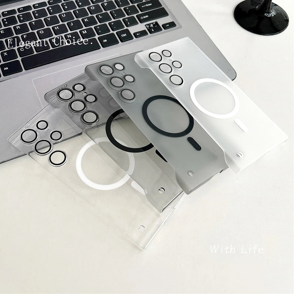 Carcasa Teléfono Ultra Delgada Transparente Sin Marco (Compatible Magsafe Carga Inalámbrica) para Samsung S22-S25 Plus/Ultra