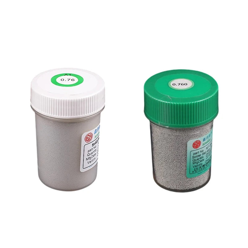 Perlas Bolas Soldadura BGA Sin Plomo (Sn96.5/Ag3/Cu0.5, 0.2-0.76mm) Estaño Plantado (250,000 Piezas / 25W Completo)