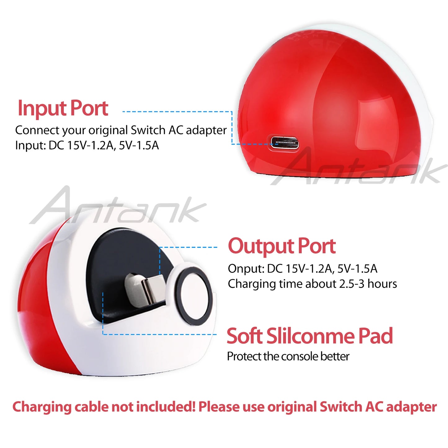 Base Carga Portátil Antank (Diseño Lindo) con Puerto USB-C para Nintendo Switch / Lite / OLED