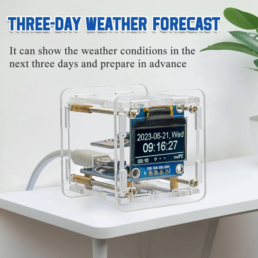 Kit DIY Mini Reloj Meteorológico WiFi ESP8266 Reloj Digital Estación Multifuncional Electrónico (Sin Soldar IC)