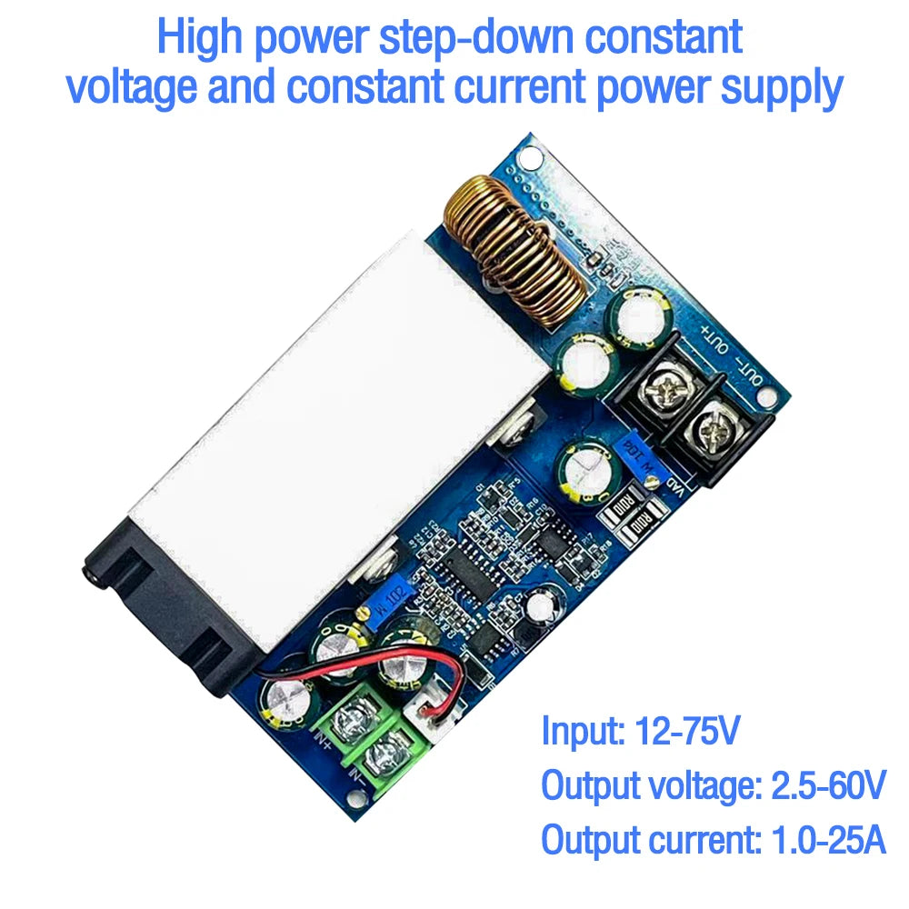 Módulo Convertidor Buck DC-DC 600W Ajustable 12-75V a 2.5-60V Step-Down CC/CV