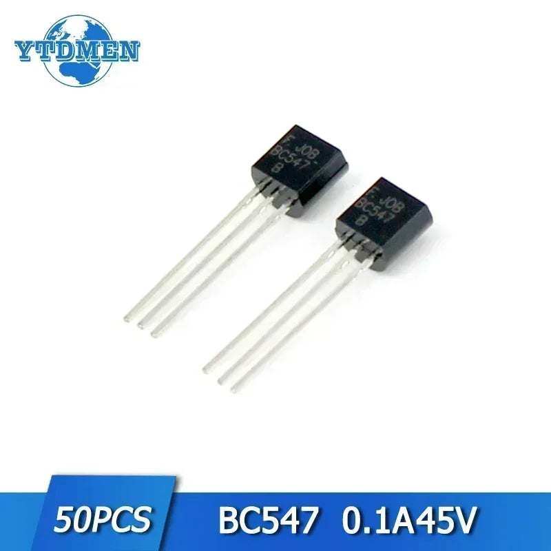 Kit Transistores NPN BC547B + PNP BC557B TO-92 (25 de c/u, Total 50 Piezas)