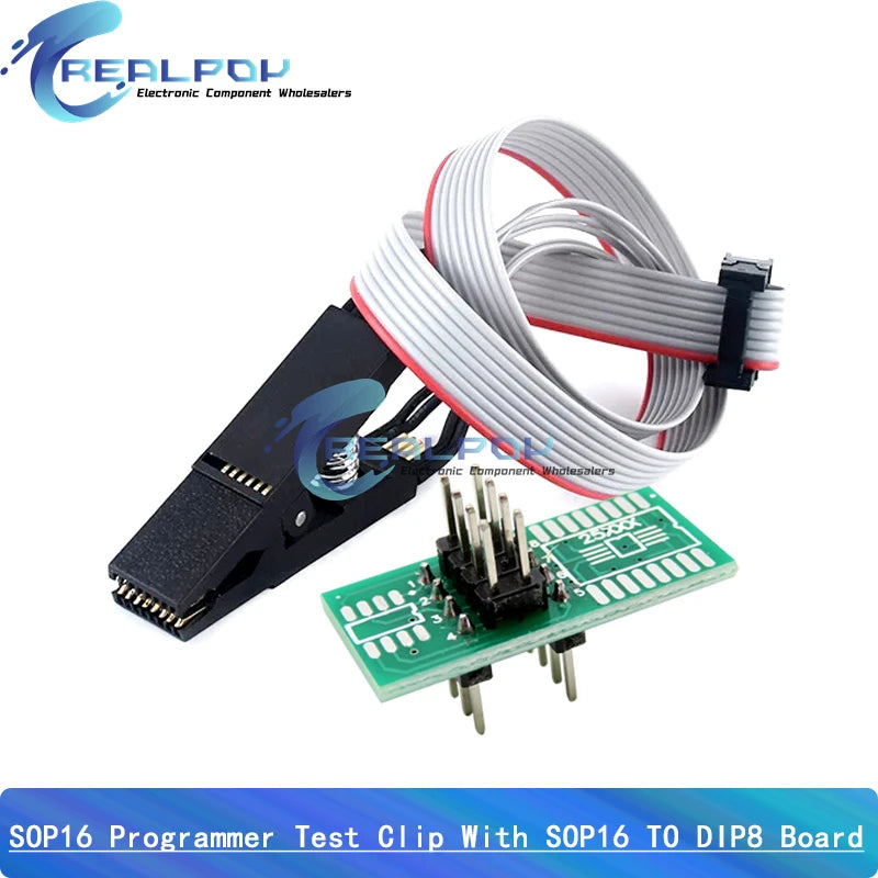 Kit Programador USB CH341A 24/25 Series EEPROM Flash BIOS + Clip Test SOP16/SOIC16 para RT809F/TL866