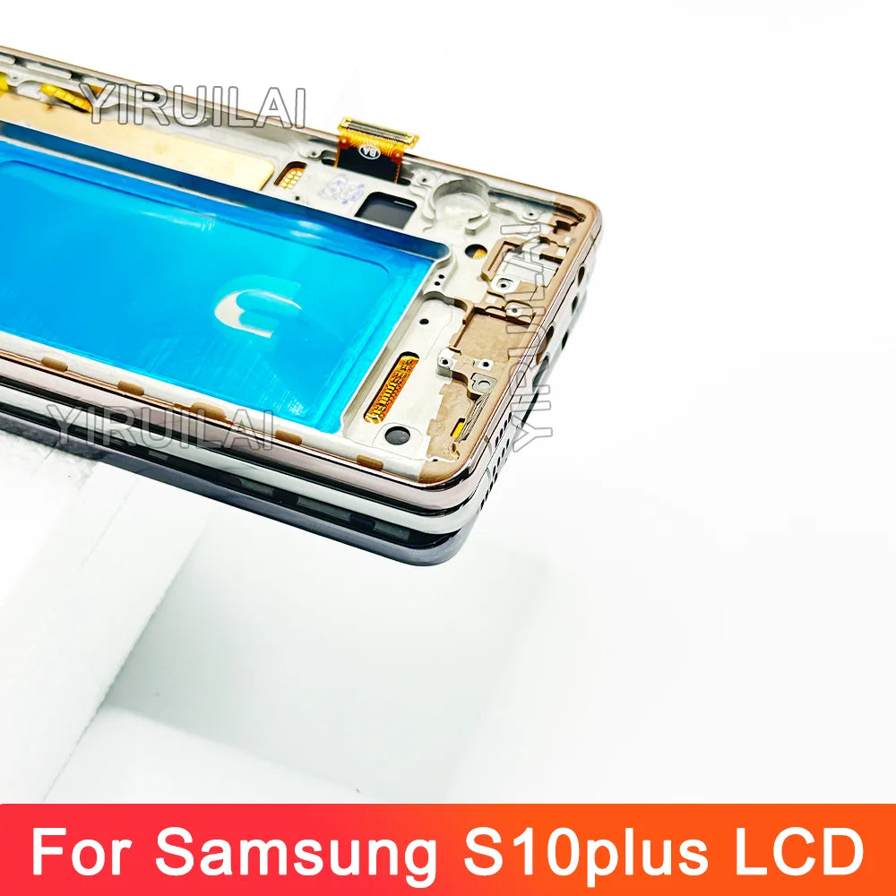 Pantalla probada S10Plus LCD con marco para SAMSUNG S10 Plus S10 + G975 G975F/DS reemplazo del ensamblaje del digitalizador de pantalla táctil