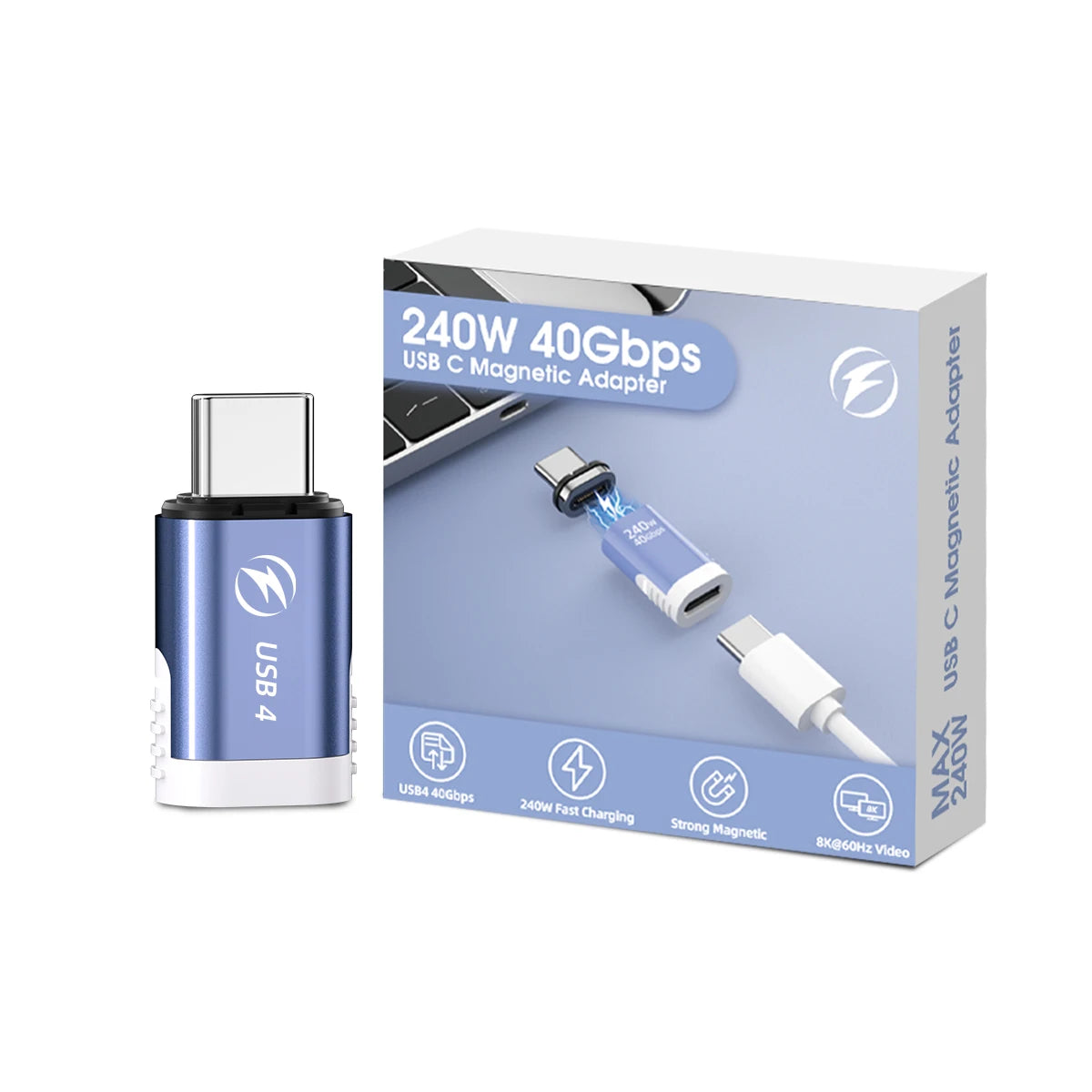 Adaptador Magnético USB-C Fonken 240W 40Gbps 8K@60Hz Video para MacBook Pro/Air y Otros Type-C