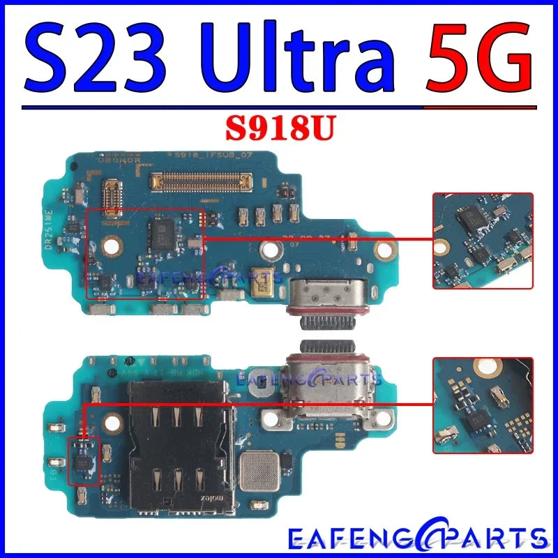 Placa Módulo Puerto Carga USB Dock para Samsung Galaxy S22/S23 Plus/Ultra (S901/S906/S908/S911/S916/S918 B/U/N)