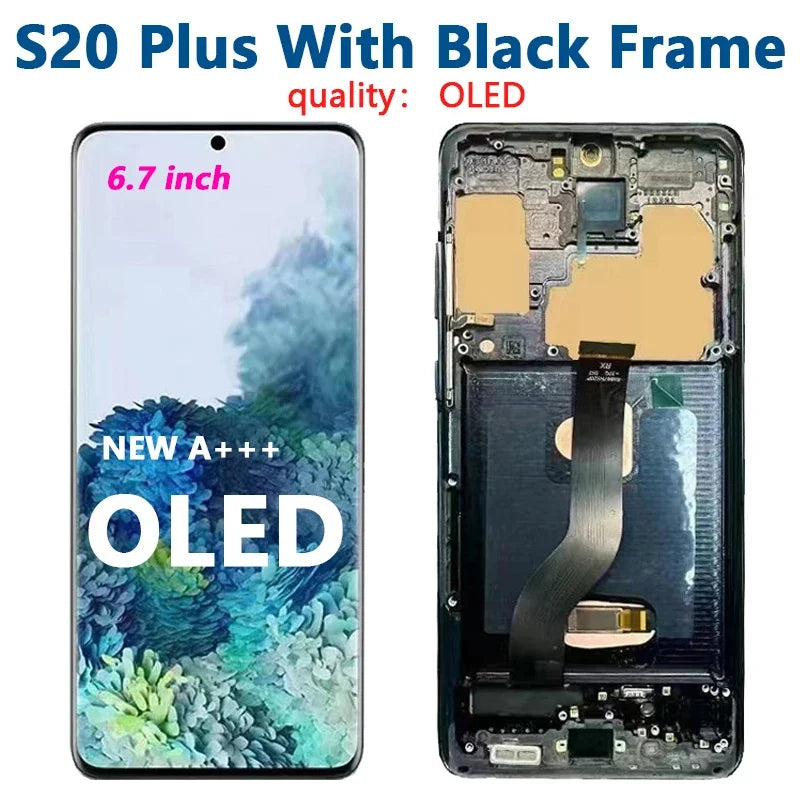 OLED para Samsung Galaxy S20 Ultra Lcd G988 con marco pantalla táctil digitalizador frontal S20 S20 Plus G980 G985 reemplazo