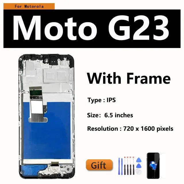6.5" OEM LCD For Motorola Moto G13 G23 G53 G73 E13 XT2335-2 Display Touch Screen Digitizer Replacement With Frame