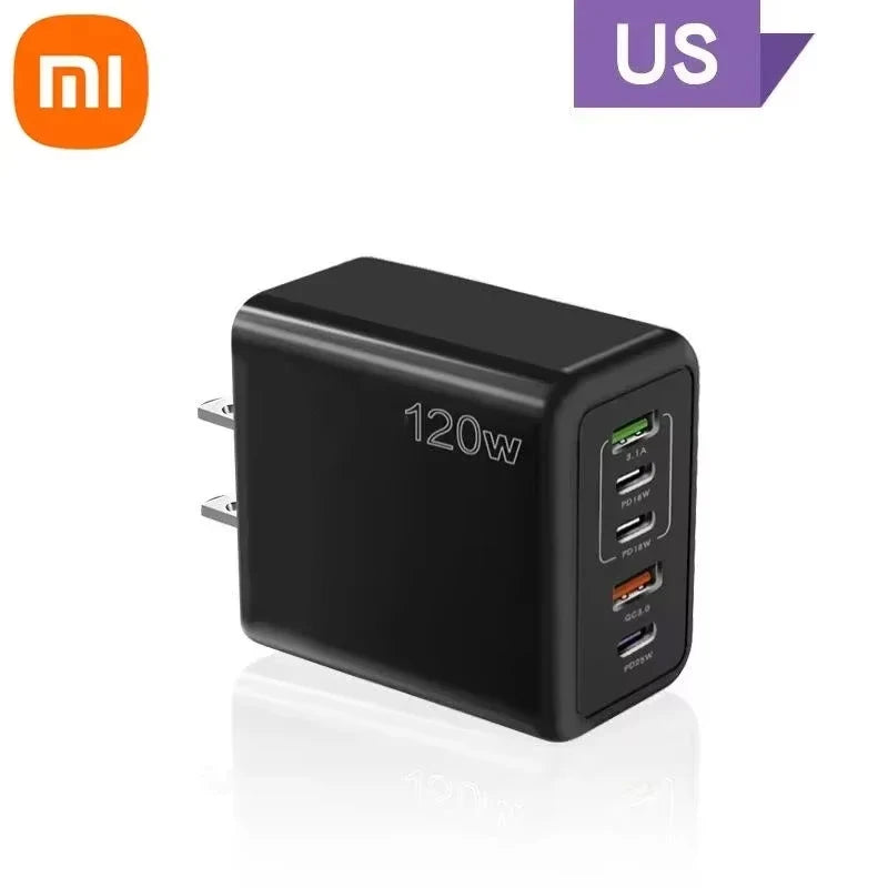 Cargador Xiaomi 120W Carga Rápida Multi 5 Puertos USB-C PD Adaptador para iPhone/Xiaomi/Samsung