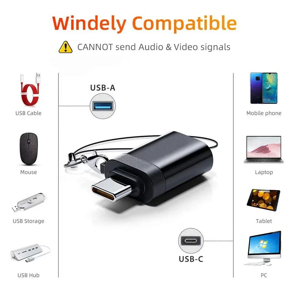 Adaptador Convertidor OTG USB 3.0 Macho a Tipo C Hembra para Cargador/PC/MacBook/Auto/USB iPad (2 Unidades)