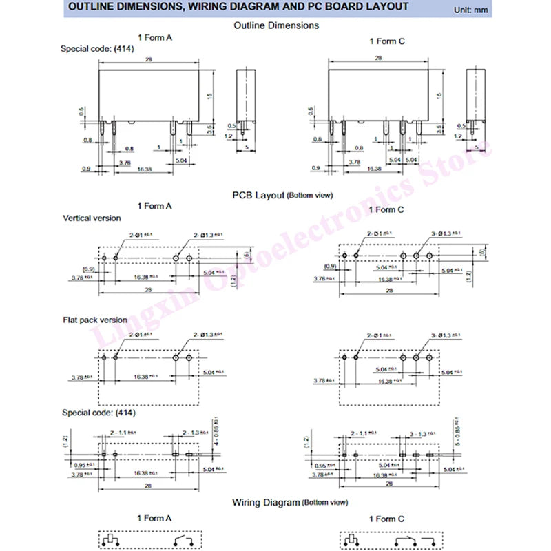 Relé Potencia HF41F-ZS/ZST/HS/HST 5-Pin 6A - Voltajes (5V/12V/24V DC) - Lote 5 Piezas