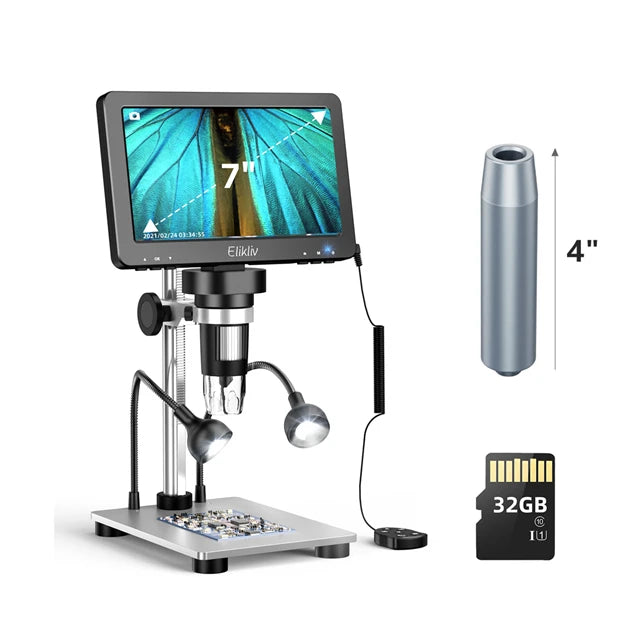 Elikliv DM9 7 Inch 50X-1200X Digital Microscope Adjustable HD LCD Video Microscops Camera For PCB Electronics Soldering Tool