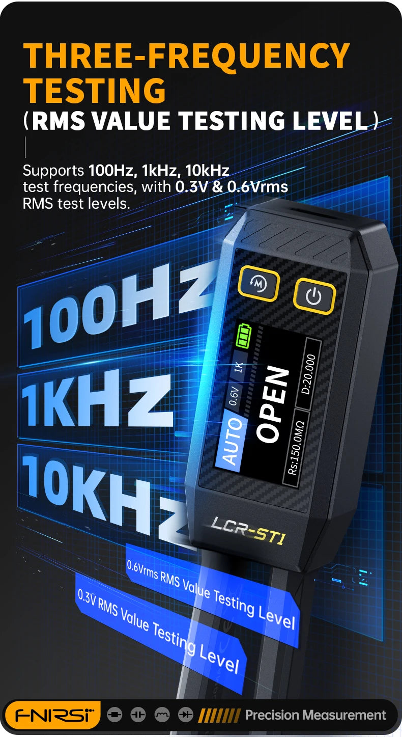 Mini Tester Inteligente FNIRSI LCR-ST1 (Tipo Pinza) - Medidor LCR/SMD/ESR, Continuidad, Diodo