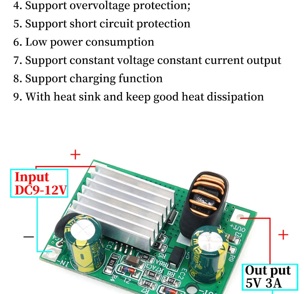 Módulo Convertidor Step-Down DC 9V-120V a 5V 2A/3A Buck (No Boost)