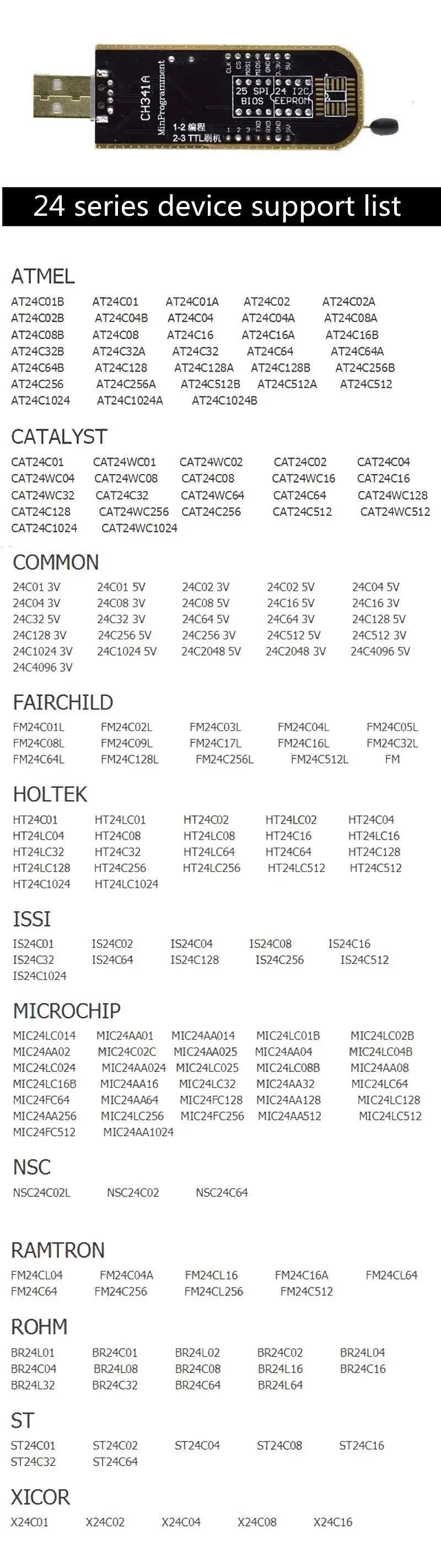 Kit Programador USB CH341A 24/25 Series EEPROM Flash BIOS + Clip Test SOIC8/SOP8 (Variante 1)