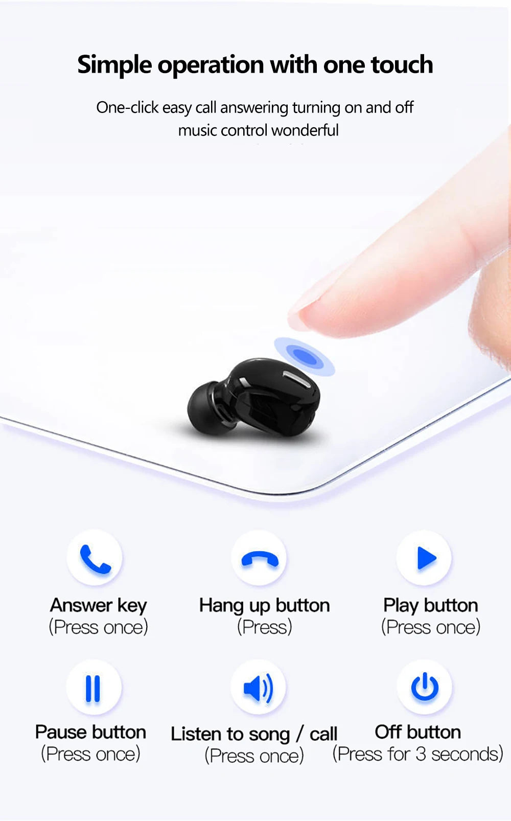 Auricular Inalámbrico X9 Bluetooth 5.0 con Micrófono (Single In-Ear Deportivo, Sonido Estéreo) para Xiaomi/Huawei
