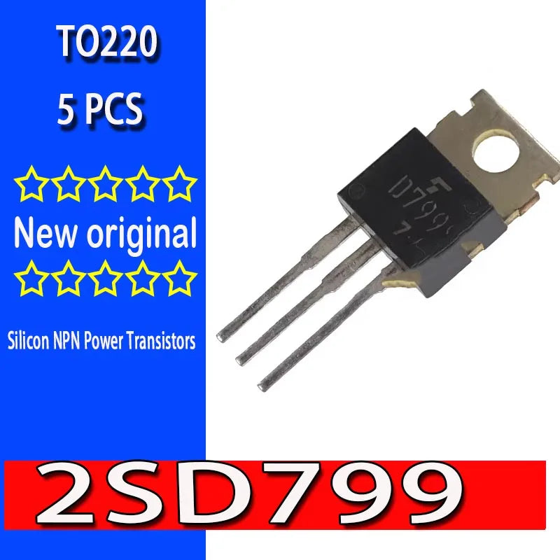 Lote 5 Pcs Transistor Darlington NPN 2SD799 (D799) TO-220 600V 6A