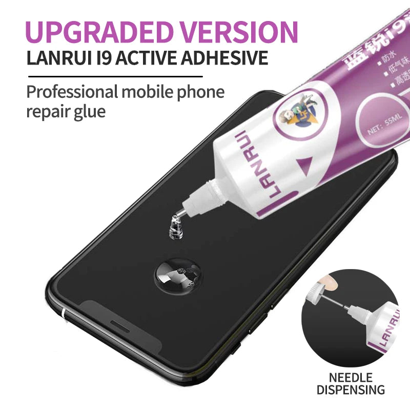 Pegamento Activo Universal LANRUI I9 para Marco/Tapa Trasera Pantalla LCD Móvil/Notebook (Reparación Despegado, Sellador Impermeable)