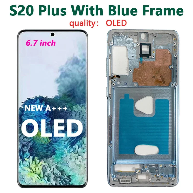 OLED para Samsung Galaxy S20 Ultra Lcd G988 con marco pantalla táctil digitalizador frontal S20 S20 Plus G980 G985 reemplazo