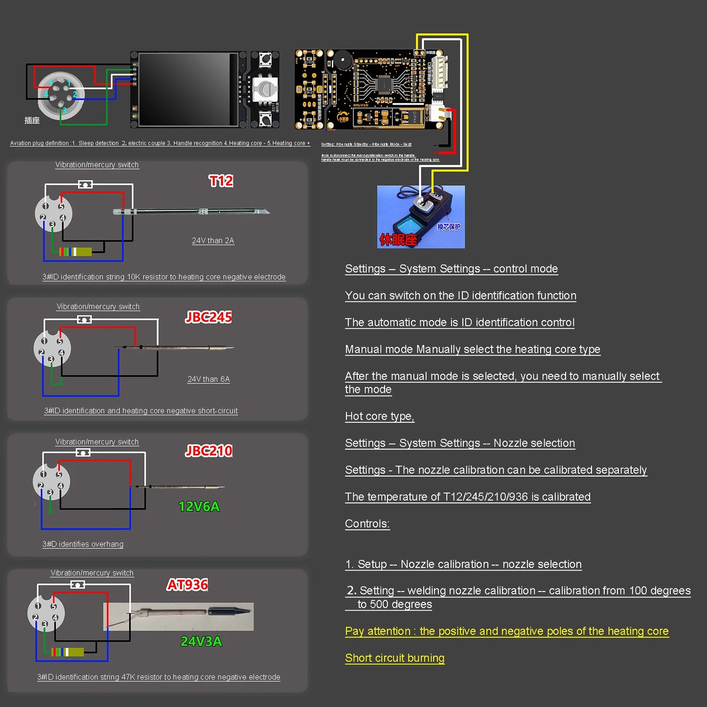 2 Inch T12 JBC245 210 936 Controller Board Color Display Digital Soldering Iron Soldering Station Control F/ 12V 24V HAKKO
