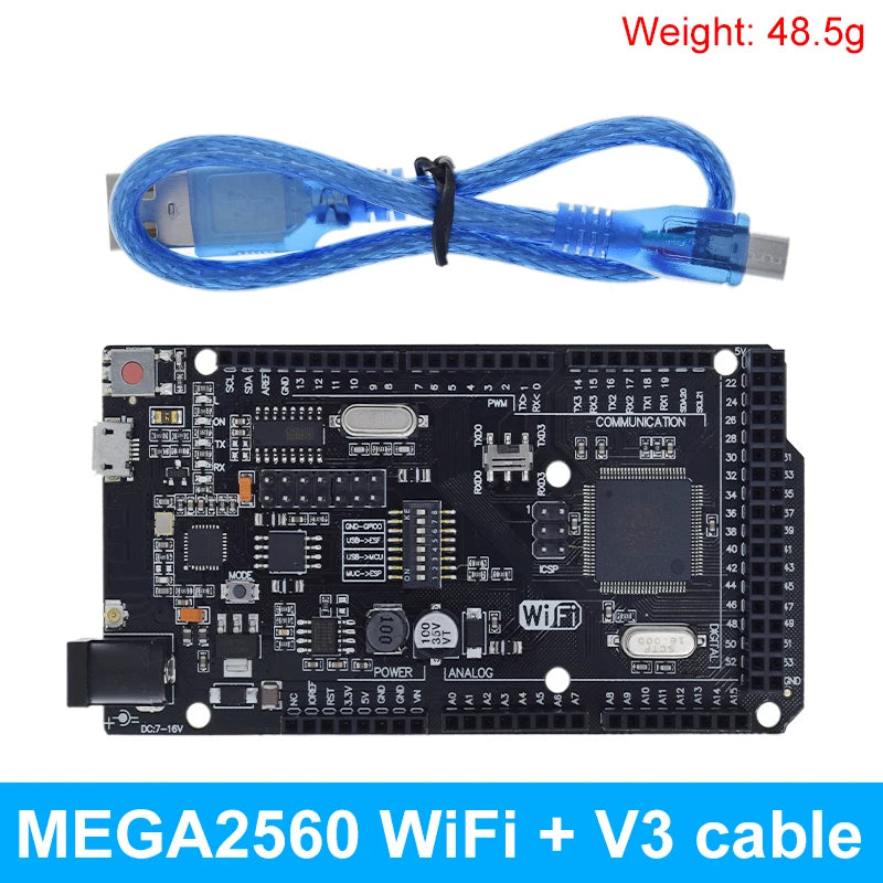 Placa Desarrollo TZT Mega2560 (ATMEGA16U2 / Pro Mini / WiFi R3 ATmega2560 CH340G) compatible Arduino Mega R3 / ESP8266